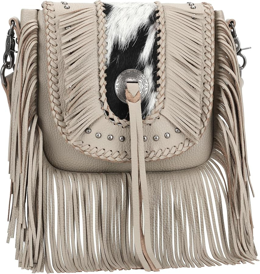 Montana West Western Crossbody Bags for Women Cowgirl Small Tooled Fringe Leather Purse | Amazon (US)