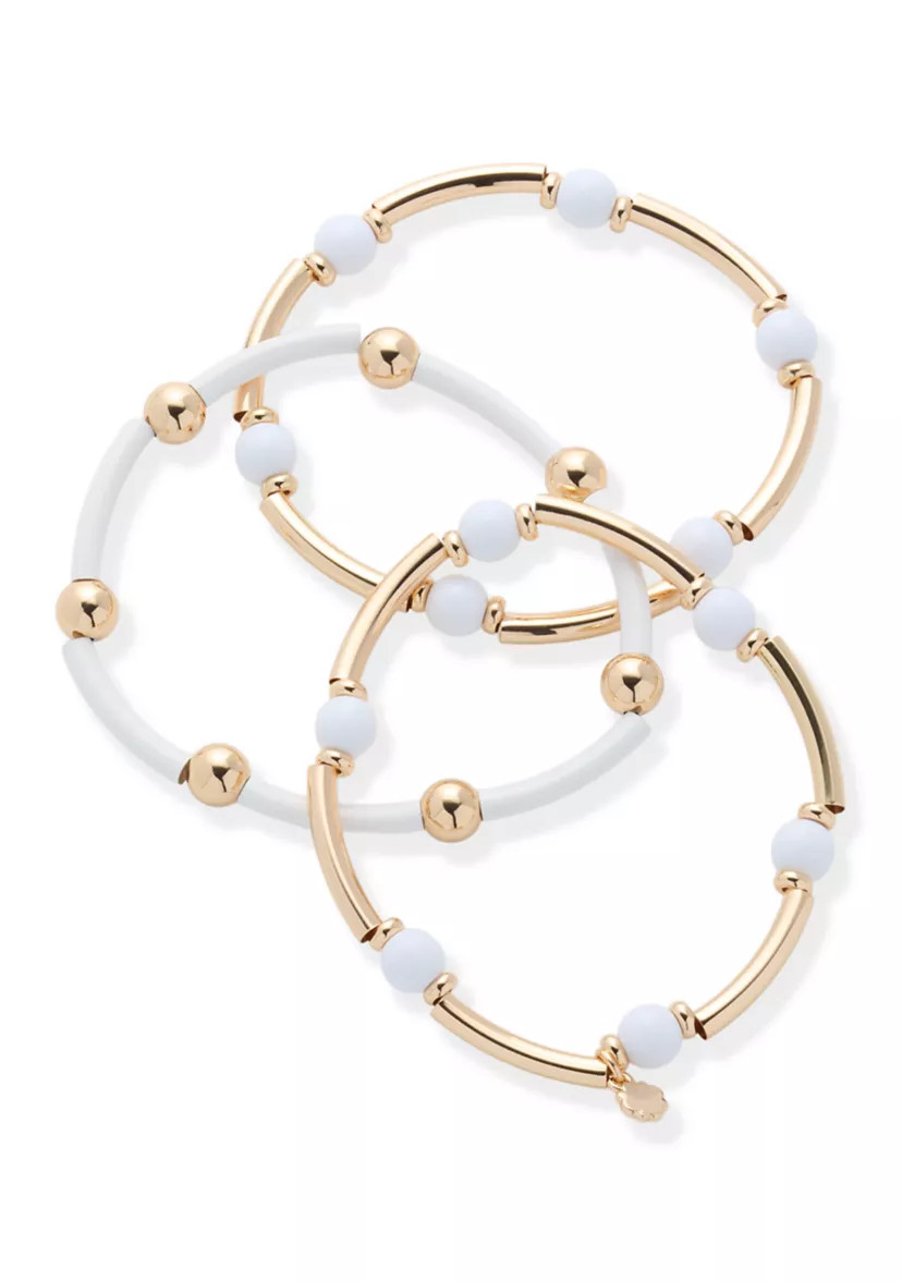 Beaded Gold Tone Stretch Bracelet Trio Set | Belk