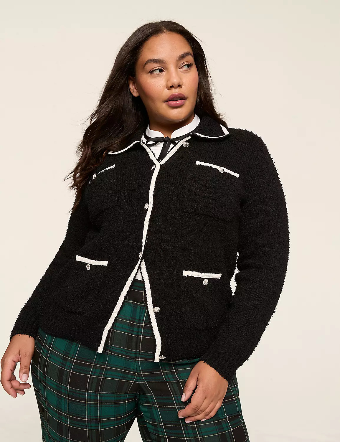 Boucle Button-Front Jacket | Lane Bryant (US)
