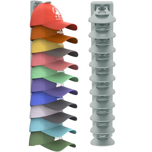 HeQe Hat Organizer for Baseball Caps, 1 Pack Hat Rack for Wall, Strong Adhesive Hat Storage Display Holder(Gray) | Amazon (US)