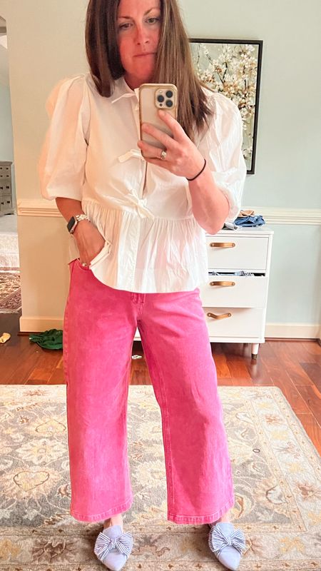 Ignore the mess. This bow tied up white puff sleeve top is my new go too spring shirt to add to any outfit. Obsessed with it  

#LTKSeasonal #LTKParties #LTKMidsize