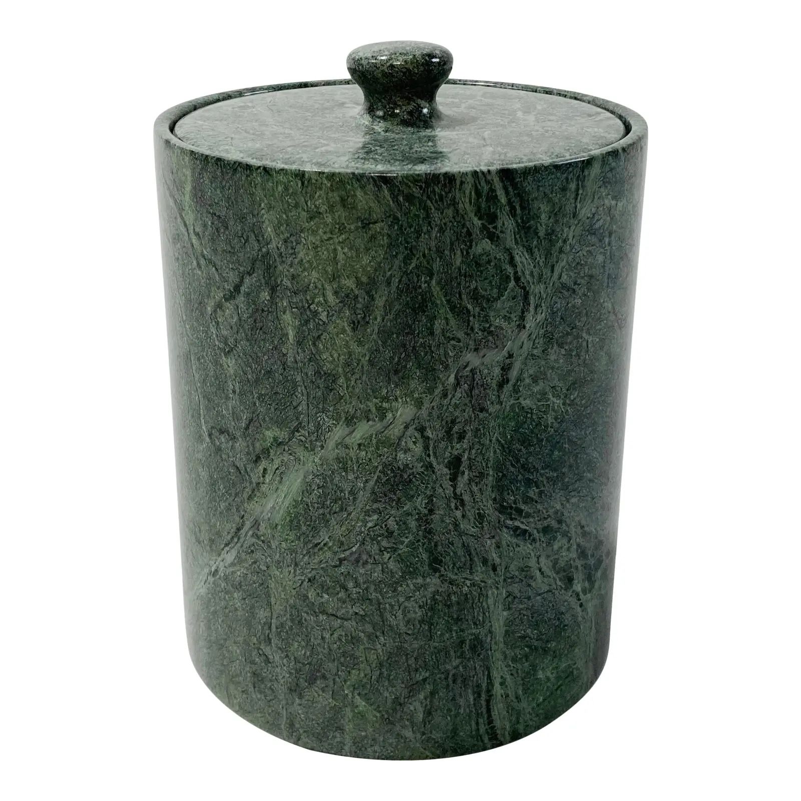 Green Marble Lidded Ice Bucket | Chairish
