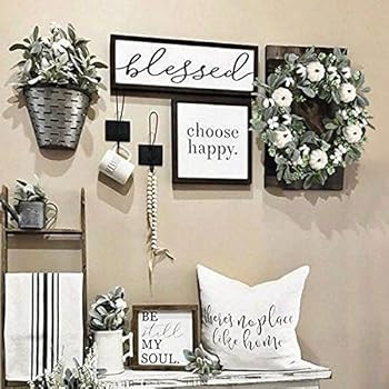 WANNA-CUL 24 inch Farmhouse Fall Wreath Decoration for Front Door with White Pumpkin, Lamb's Ear ... | Amazon (US)