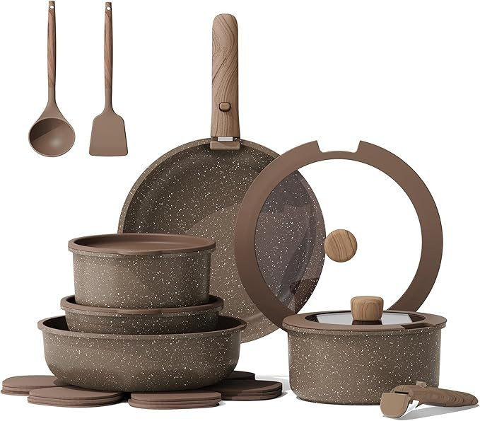 CAROTE 17PCS Pots and Pans Set Non Stick with Detachable Handle, Nonstick Cookware Sets, Cooking ... | Amazon (US)