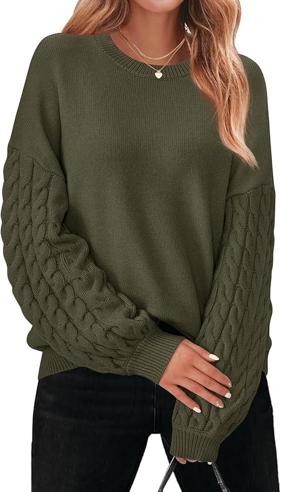 PRETTYGARDEN Womens Fall Sweaters 2025 Cable Knit Long Sleeve Crewneck Casual Chunky Pullover Ove... | Amazon (US)
