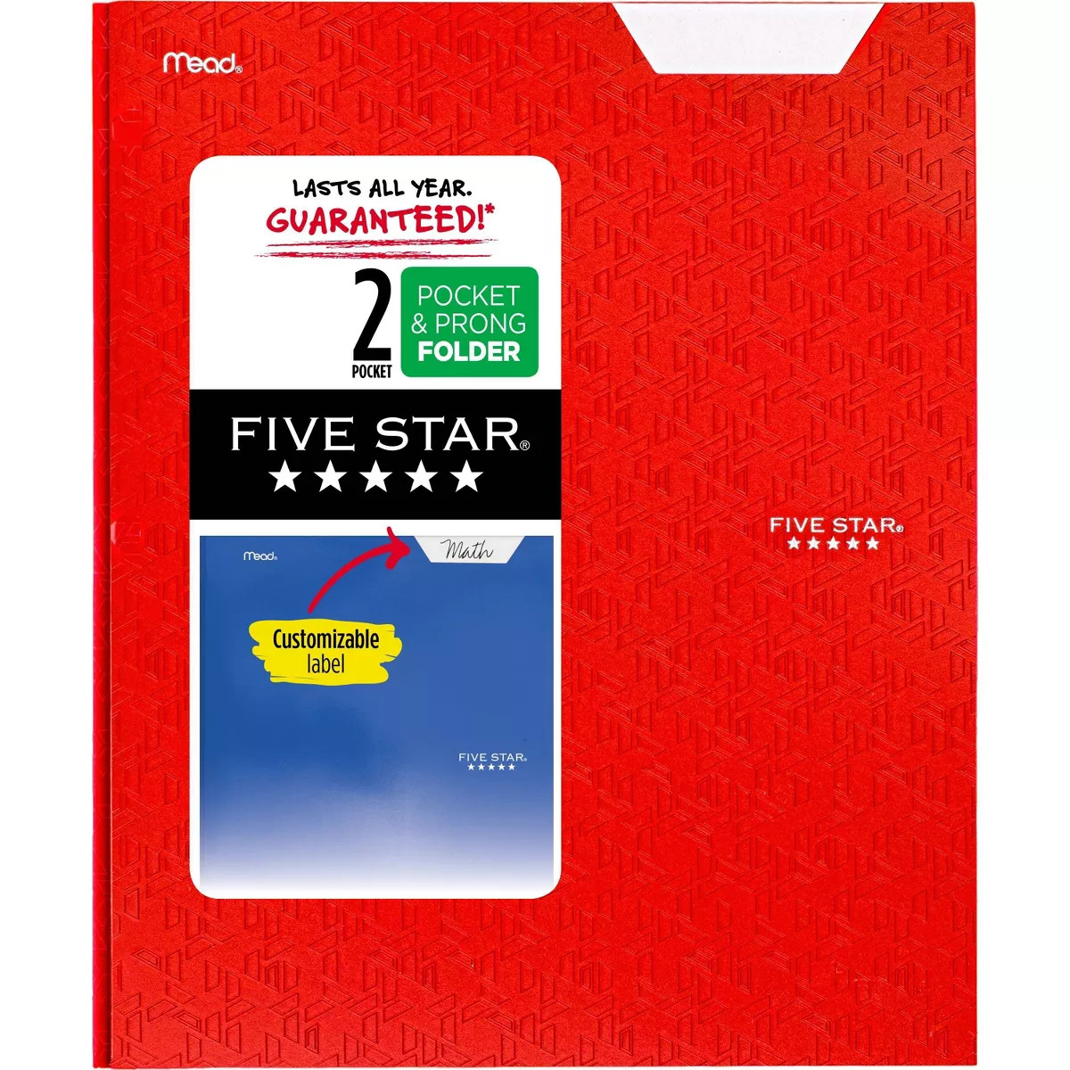 Five Star 2 Pocket Paper Folder with Prongs Red: Stationery, 150 Sheet Capacity, Internal Pockets... | Target