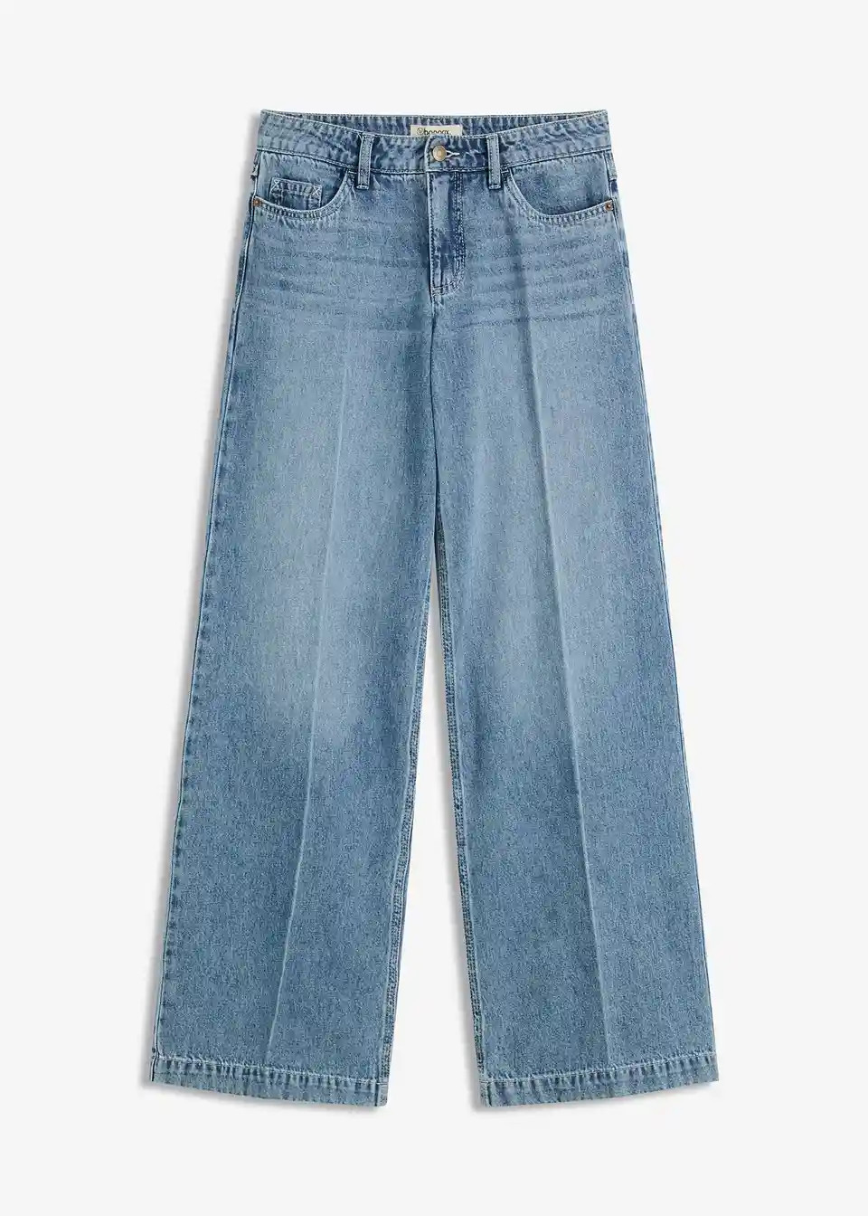 Wide-Leg-Jeans Mid Waist, Low Stretch Full Length | Bonprix DE