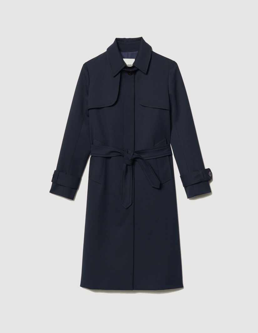 Trench coat with pleated inset | Sandro-Paris US
