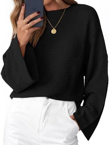 KIRUNDO Oversized Sweaters for Women Ribbed Knit Chunky Long Sleeve Tunic Sweater Pullover Tops F... | Amazon (US)