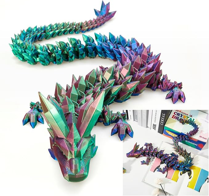 24" Large 3D Printed Dragon,Flexible Articulated Crystal Dragon Fidget Toy,Cool Big Dragon Toy,Hu... | Amazon (US)