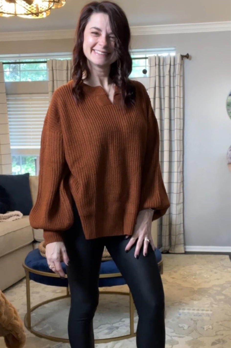 Faux Leather Leggings With a COZY Sweater!!!

#LTKfindsunder100 #LTKstyletip #LTKover40
