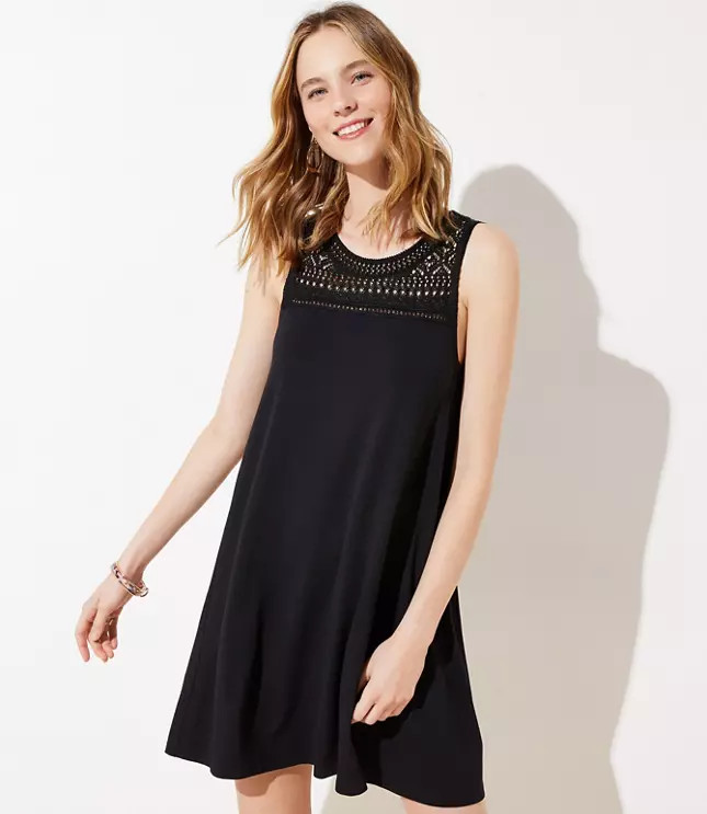 Crochet Yoke Swing Dress | LOFT | LOFT
