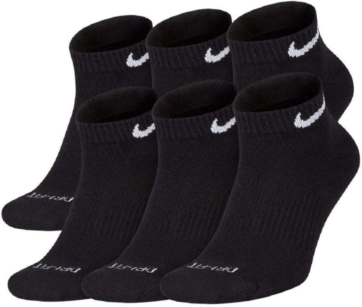 Nike Dri-Fit Training Everyday Plus MAX Cushioned Low-Cut Ankle Socks 6 Pair Black White Swoosh L... | Amazon (US)