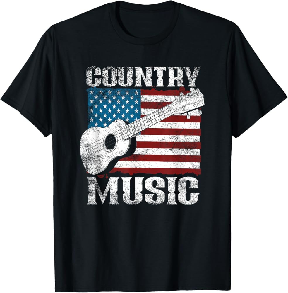 American Flag Guitar Player Funny Country Music Lover T-Shirt | Amazon (US)