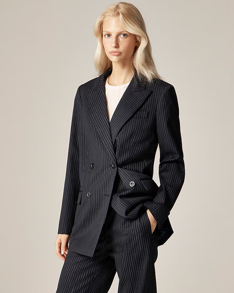 Alex Eagle X J.Crew relaxed double-breasted blazer in pinstriped wool | J. Crew US