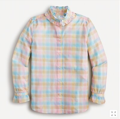 J. Crew Classic-fit voile ruffleneck shirt, Silk blend, Size 4 | eBay US