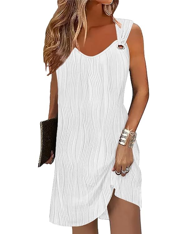 Summer Dresses for Women 2024 Sleeveless Beach Sundress Swimsuit Cover Ups Swing Casual Loose Tan... | Amazon (US)