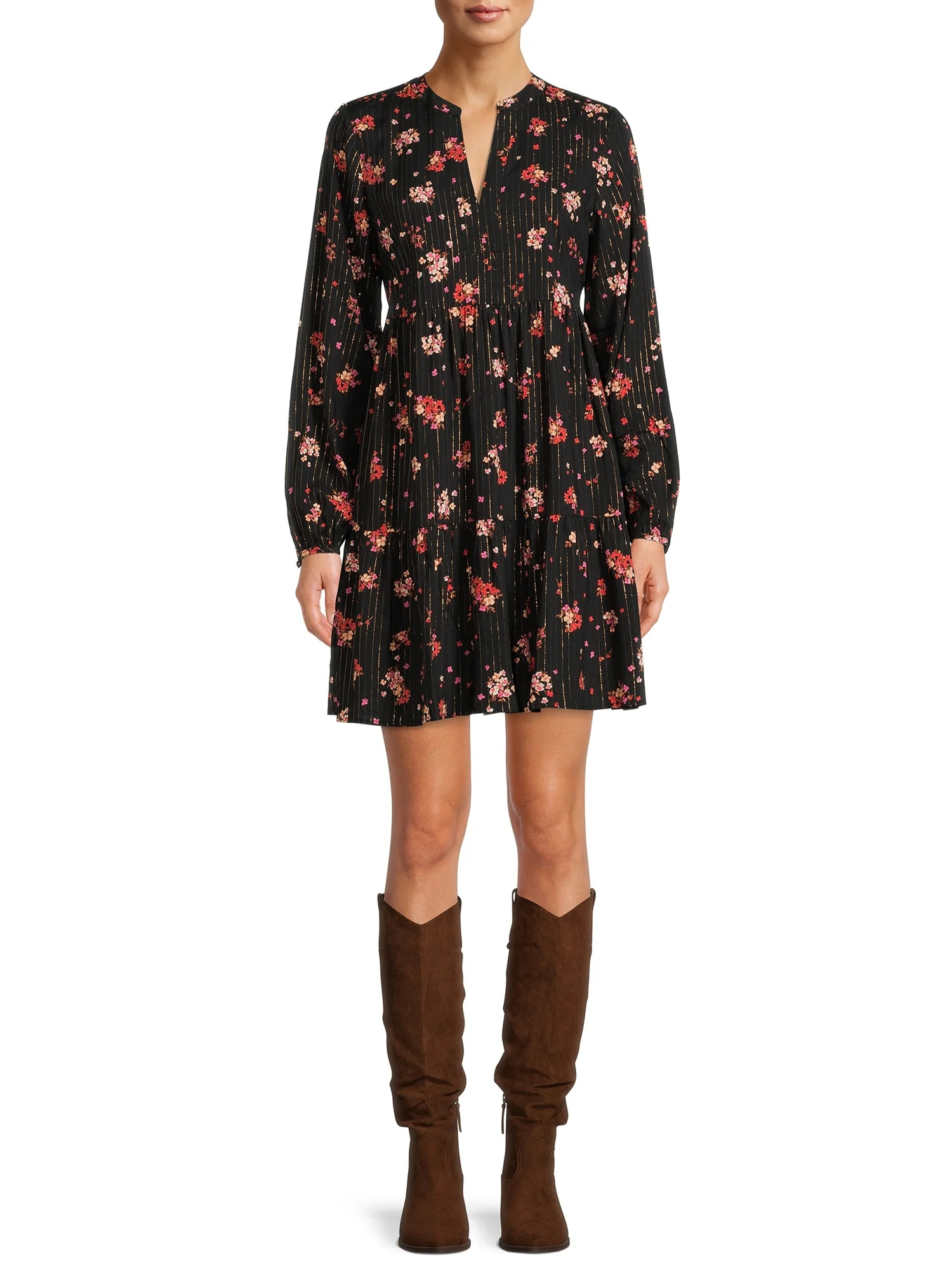 The Get Women's Tiered Midi Dress - Walmart.com | Walmart (US)