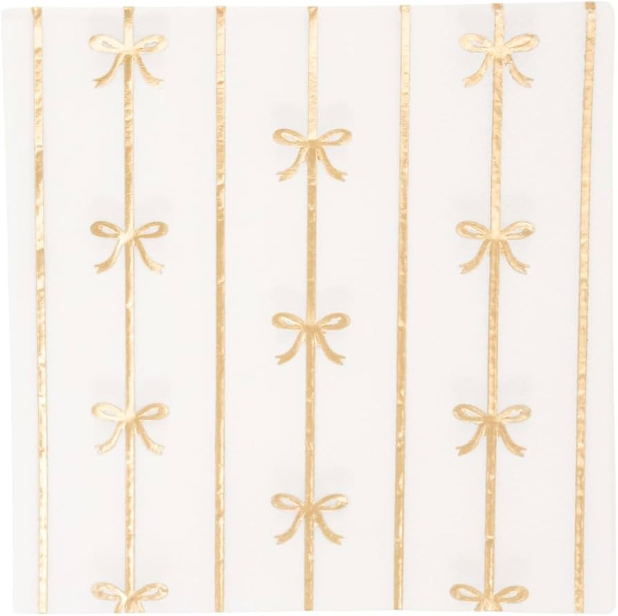 Bonjour Fete Gold Bow Small Paper Napkins | Premium Party Table Decor, Holiday Decorations | Happ... | Amazon (US)