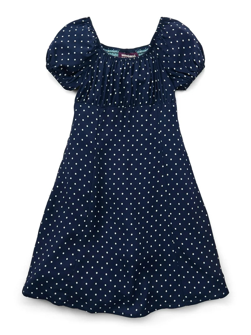 Weekend Academy Girls Short Puff Sleeve Babydoll Dress, Sizes 4-18 - Walmart.com | Walmart (US)