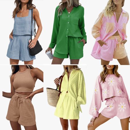 Amazon Summer Sets
Shorts
Blue
Sleeveless top
2 piece
Green
Long sleeves button down
Striped
Yellow
Pink
Comfy
Loungewear 
Tan
Tank
Sweat shorts
Yellow
Dressy
Green
Bell sleeve
Daisy print
Affordable 
Amazon finds
Amazon style

#LTKstyletip #LTKunder50 #LTKSeasonal