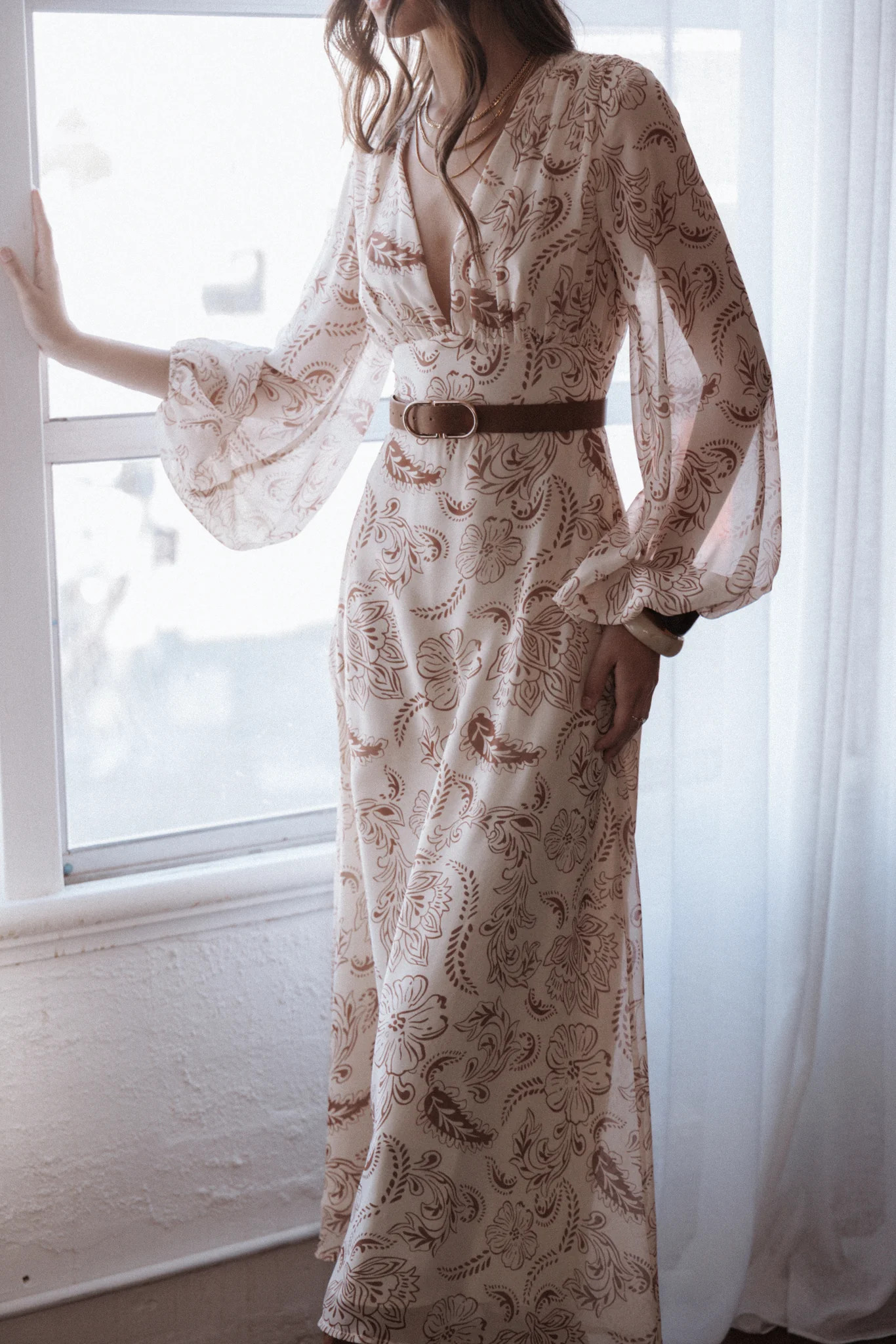 Riba Midi Dress - Brown Paisley | Petal & Pup (US)