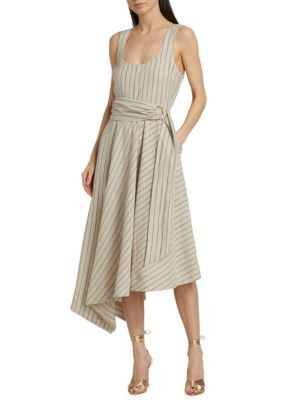 Naomi Striped Linen Blend Midi Dress | Saks Fifth Avenue OFF 5TH