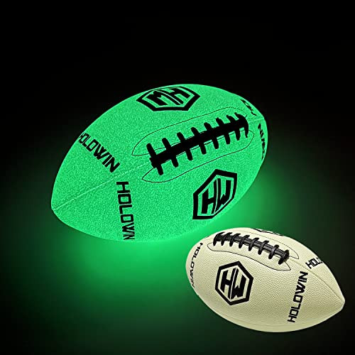 HW HOLOWIN Luminous Light Up Football for Night Games & Training, Glowing in The Dark, Great American Football Toy Gifts for Boys, Kids, Men (Beige, Official (Size 9)) | Amazon (US)