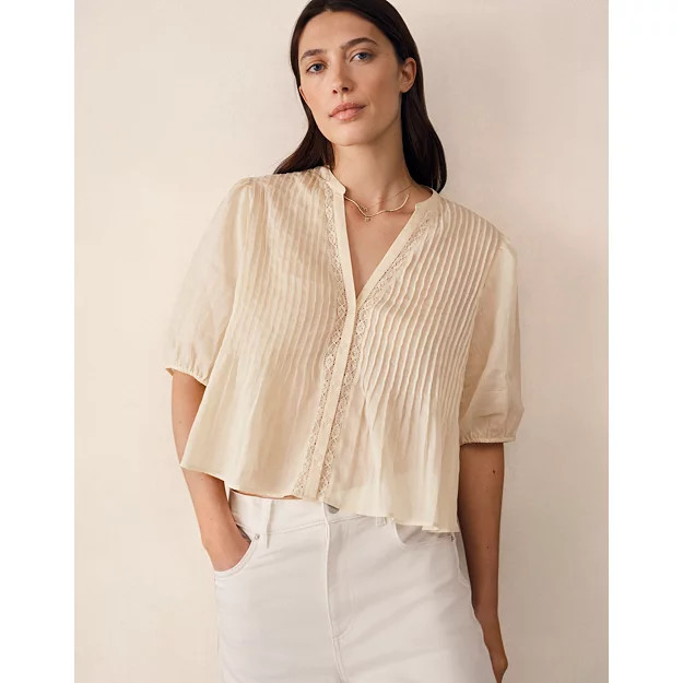 Ramie Pintuck Detail Boho Blouse | The White Company UK & ROW