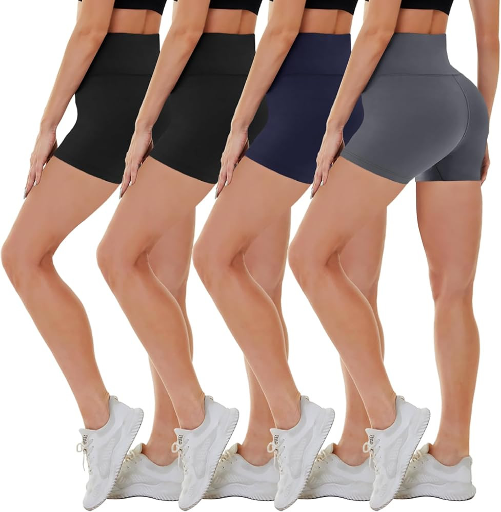 CAMPSNAIL 4 Pack Biker Shorts for Women High Waist - 5"/8" Tummy Control Soft Athletic Yoga Worko... | Amazon (US)