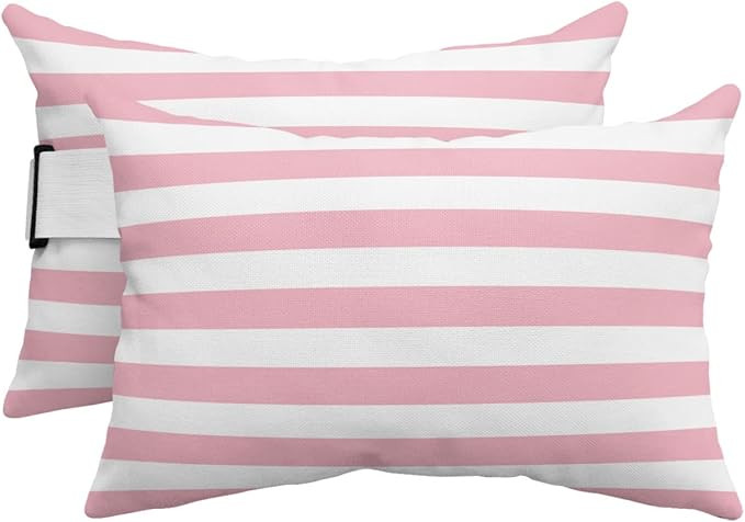 T&H XHome Outdoor Pillow for Chaise Lounge Chair, Pink and White Stripes Waterproof Headrest Pill... | Amazon (US)