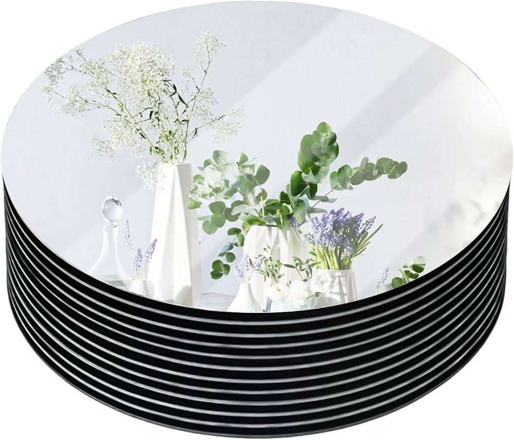 Coo-Drill 12" Round Mirrors for Centerpieces, Circle Mirror Centerpieces for Tables, Mirror Plate... | Amazon (US)