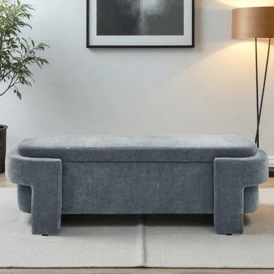 Cineus Oval Fabric Upholstered Storage Ottoman | Wayfair North America