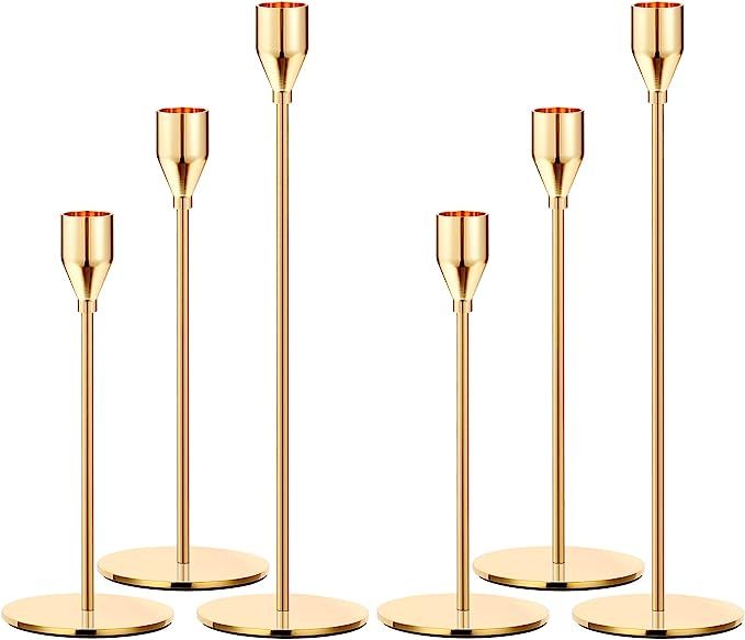 Oatnauxil Metal Gold Taper Candle Holder for Wedding, Dinning, Party, Fits 3/4 inch Thick Candle&... | Amazon (US)
