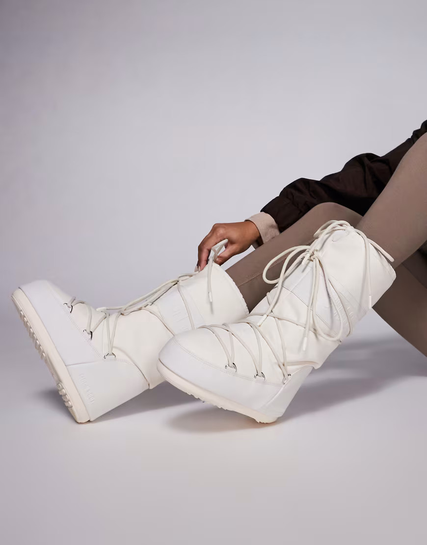 Moonboot - Icon - Bottes de ski en caoutchouc - Crème-Blanc | ASOS (Global)
