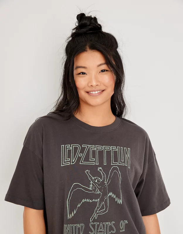 AE Oversized Led Zeppelin Graphic T-Shirt Dress | American Eagle Outfitters (US & CA)