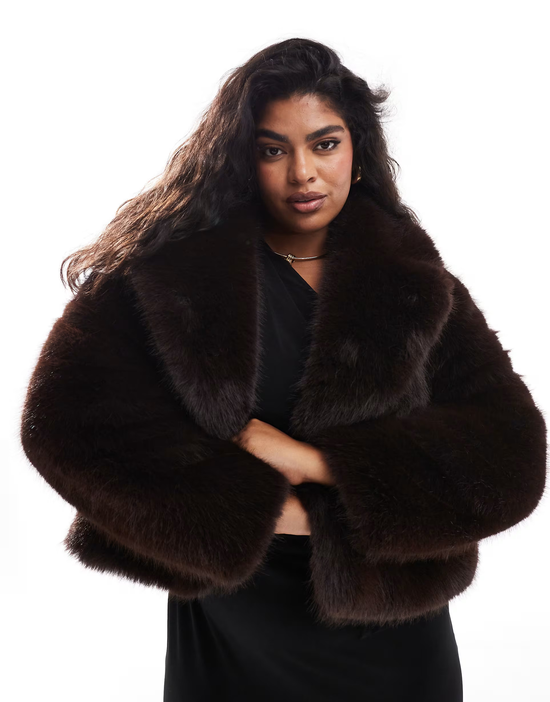 Forever New Curve faux fur coat in chocolate | ASOS (Global)