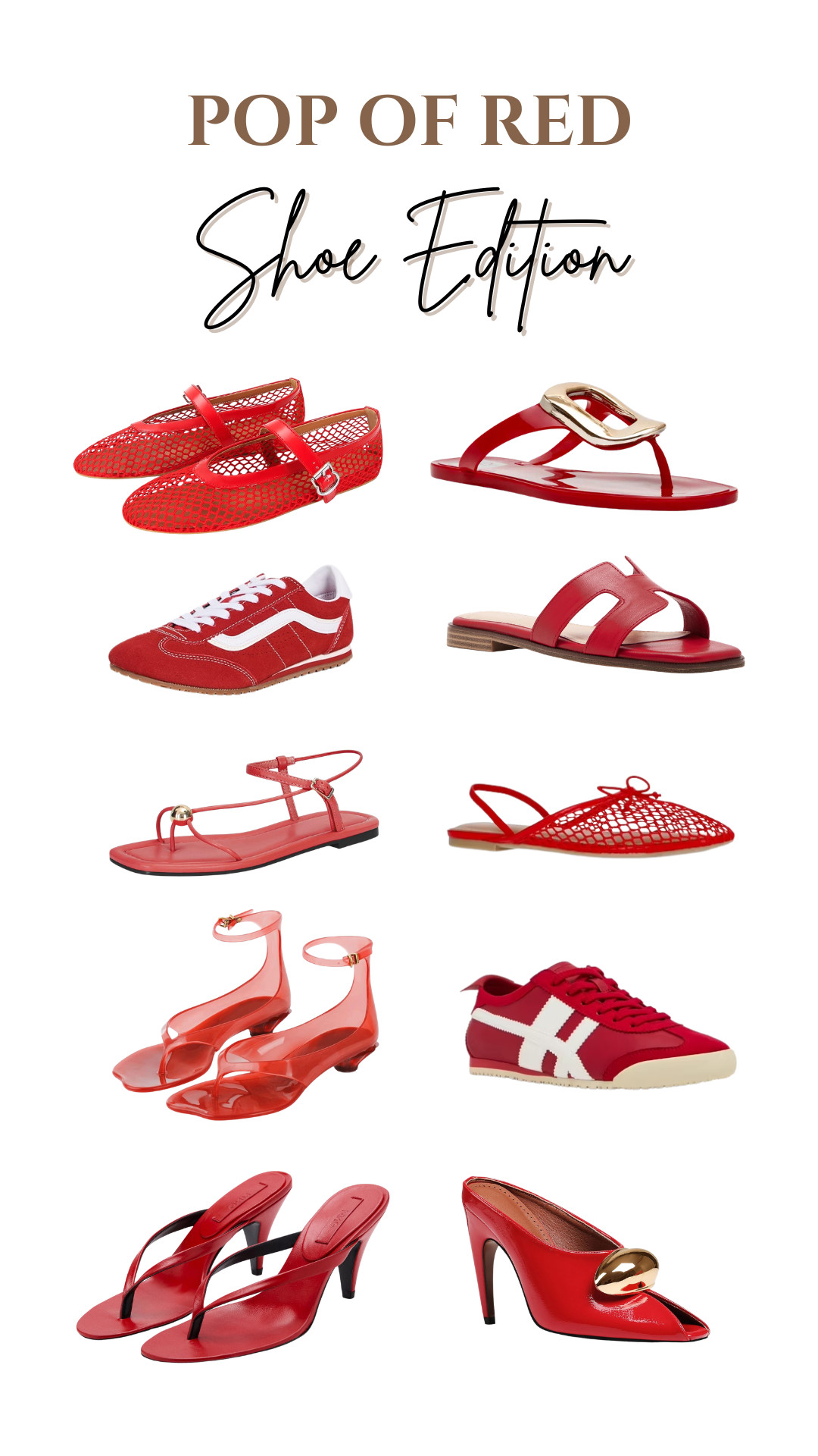 A little pop of red makes every outfit feel more fun ❤️ From casual sneakers to chic heels and jelly sandals, these red shoe finds are stealing the spotlight this season.

#RedShoes #ShoeFinds #LTKStyle #LTKFashion #SummerShoes #SandalSeason #PopOfRed #FashionFinds #AmazonFashion #TargetStyle #CasualChic #EverydayStyle #TrendyShoes #StyleInspo #WomenStyle #FashionFavorites #StatementShoes #RedFashion #OOTDInspo #AffordableFashion 

 #LTKootd #LTKActive #LTKU