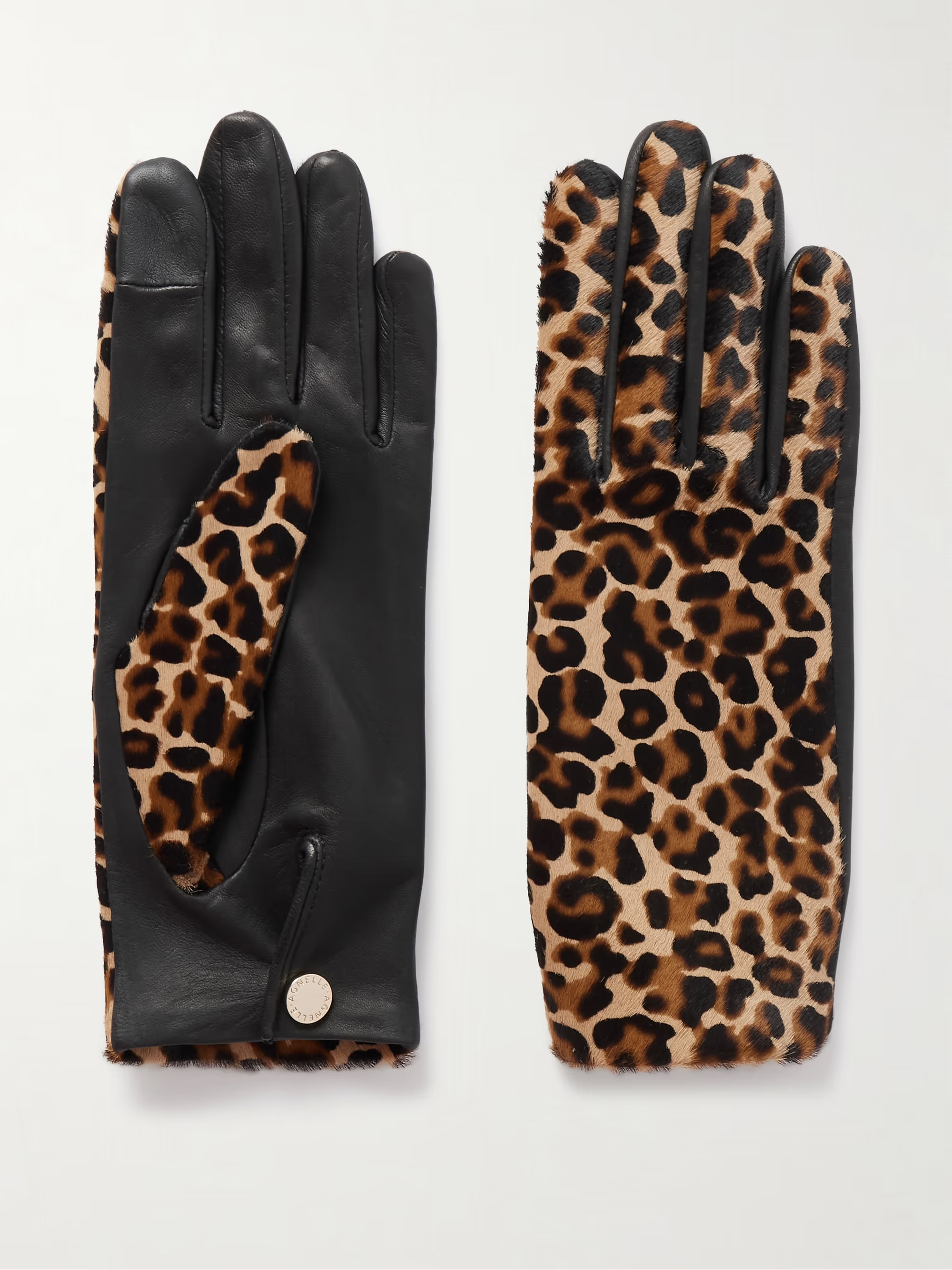 Susan leather and leopard-print calf hair gloves | NET-A-PORTER (UK & EU)