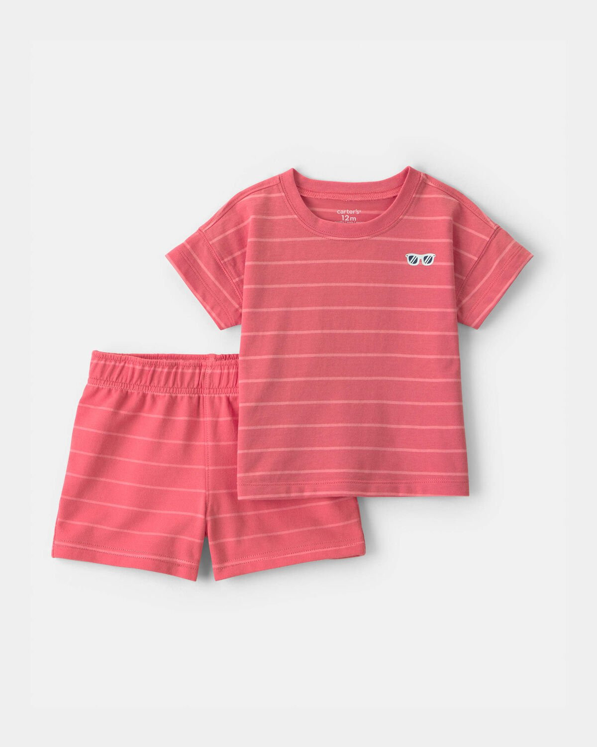 Toddler Boy 2-Piece Stripe Short-Sleeve Top & Short Set - Coral | Carter's Inc