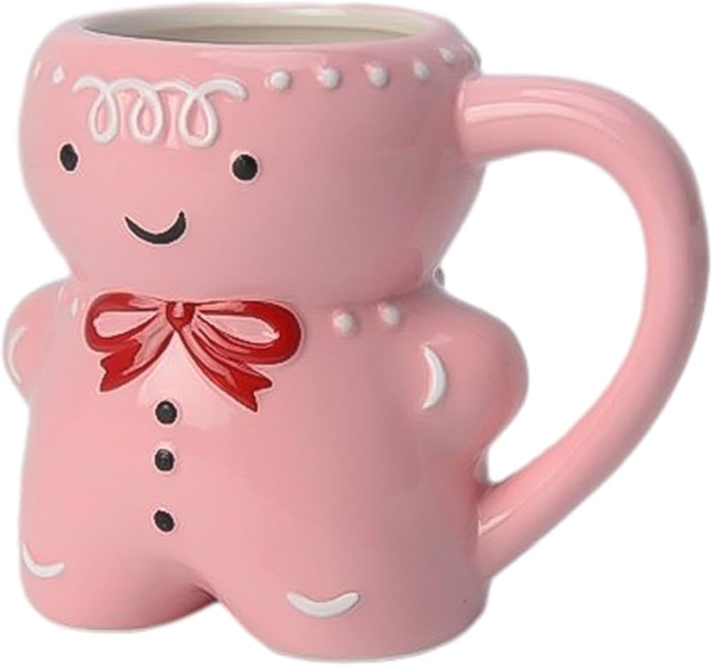 Cute Pink Christmas Mug, Pink Gingerbread Man Mug Cup, Novelty 3D Gingerbread Man Cup, Christmas ... | Amazon (CA)