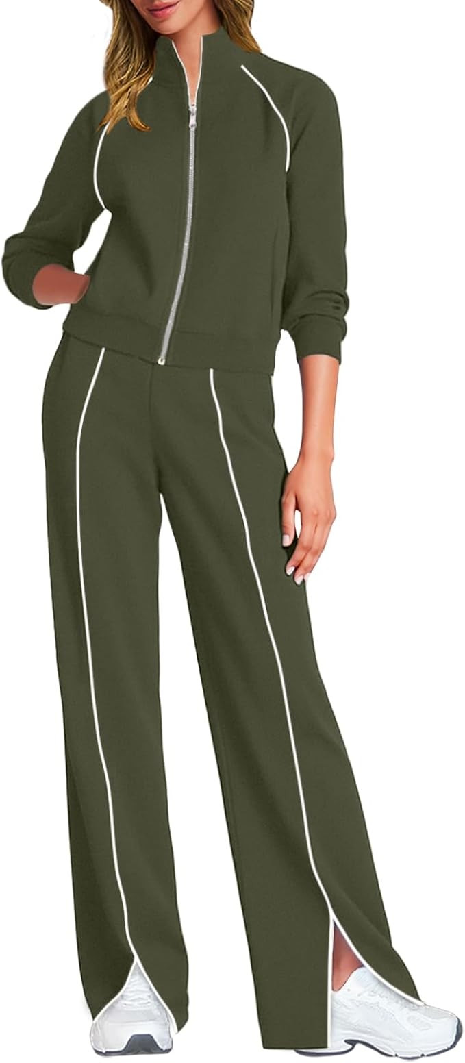 UNIANKIYA Womens Two Piece Sets Lounge Matching Set Casual Long Sleeve Sweatshirt with Wide Leg P... | Amazon (US)