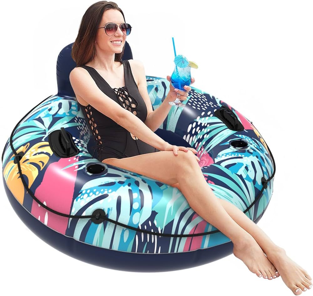 LUSVNEX Inflatable River Tube Float, 47 Inches Heavy Duty Lake Pool Floats, Premium River Floatie... | Amazon (US)