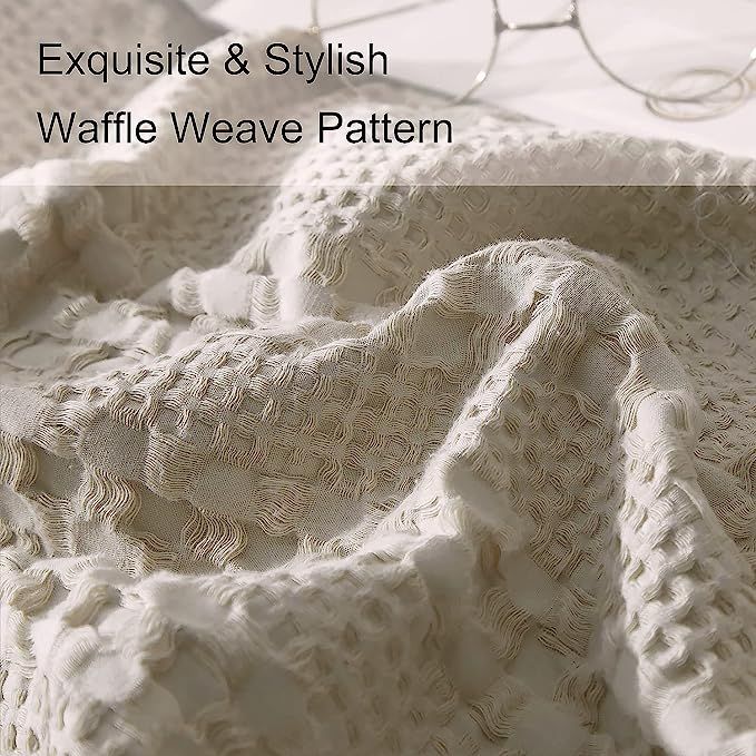 Ivellow Waffle Weave Duvet Cover Set 100% Cotton Duvet Cover Queen Textured khaki Duvet Cover Coz... | Amazon (US)