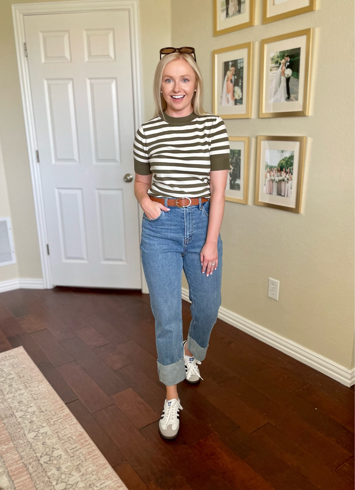 Wearing an XS in top and 26S in jeans | fall denim, straight jeans, Walmart fashion, adidas samba, short sleeve sweater 

#LTKFind #LTKSeasonal #LTKstyletip