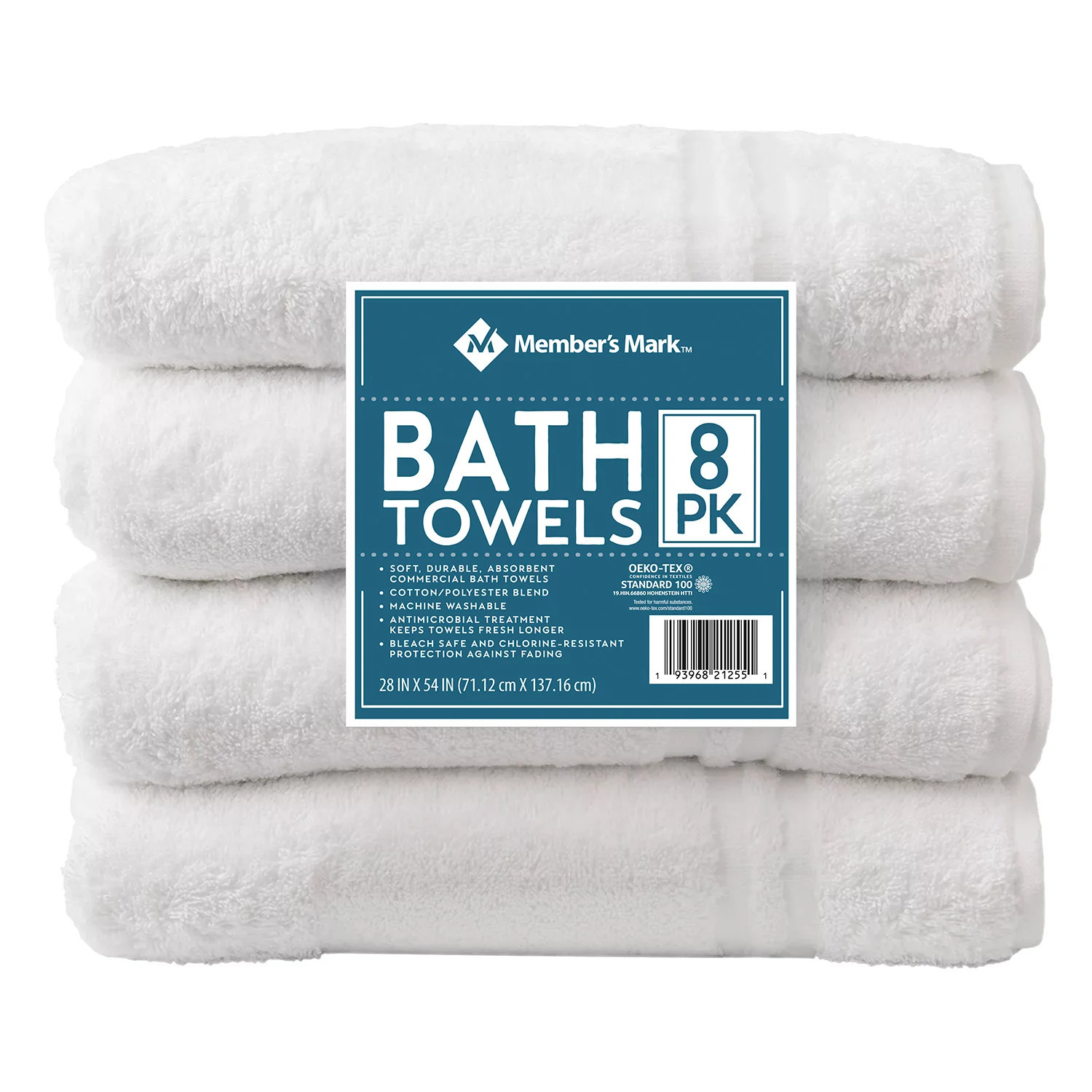 Member's Mark Commercial Hospitality Bath Towels, 8-Pack, White | Sam's Club