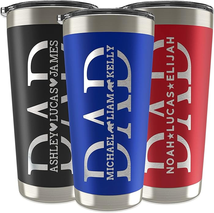 Personalized Dad Tumbler with Kids Names, 20 Oz, Engraved Dad Gifts From Daughter & Son, 9 Colors... | Amazon (US)