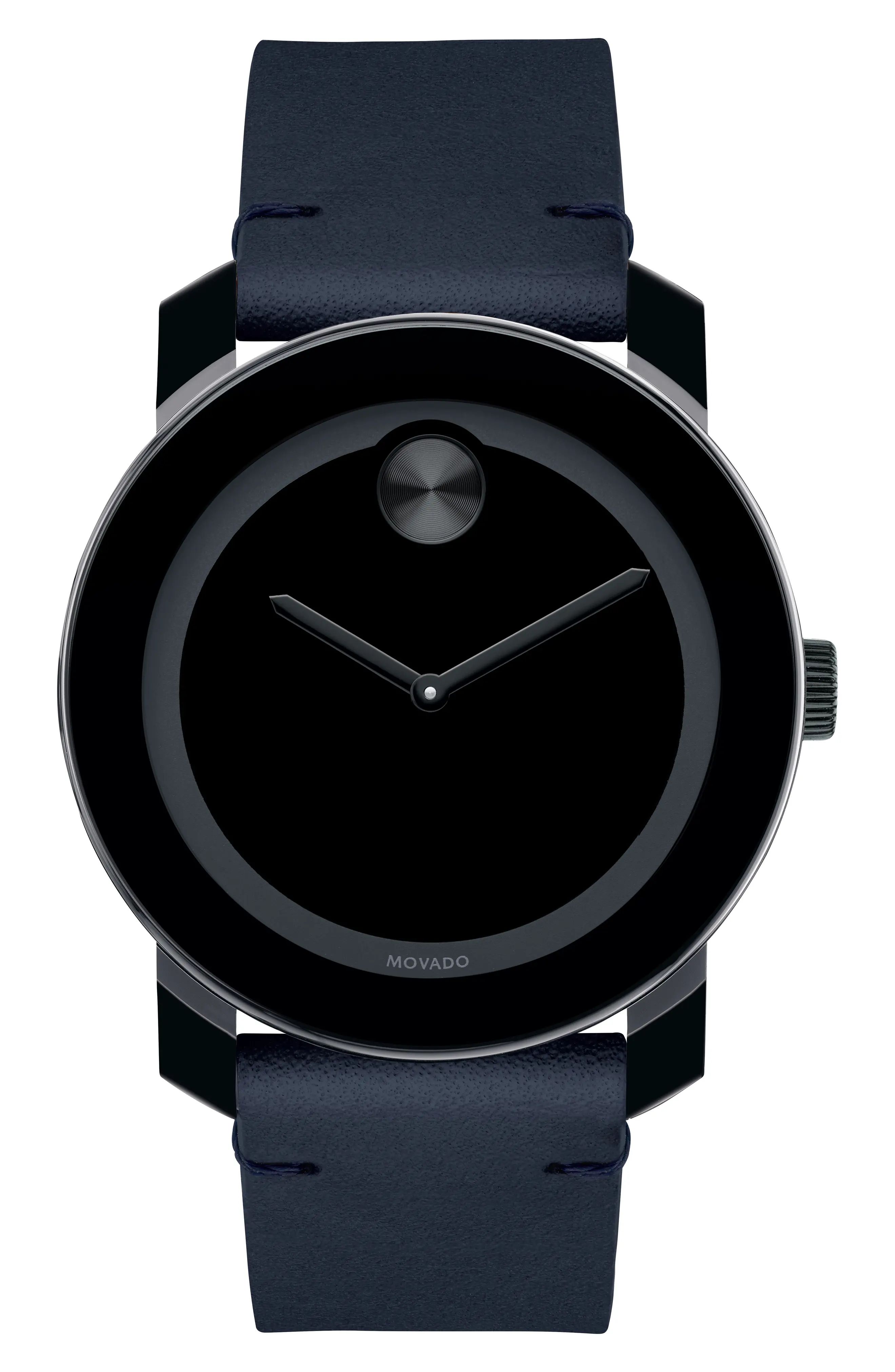 'Bold' Leather Strap Watch, 42mm | Nordstrom