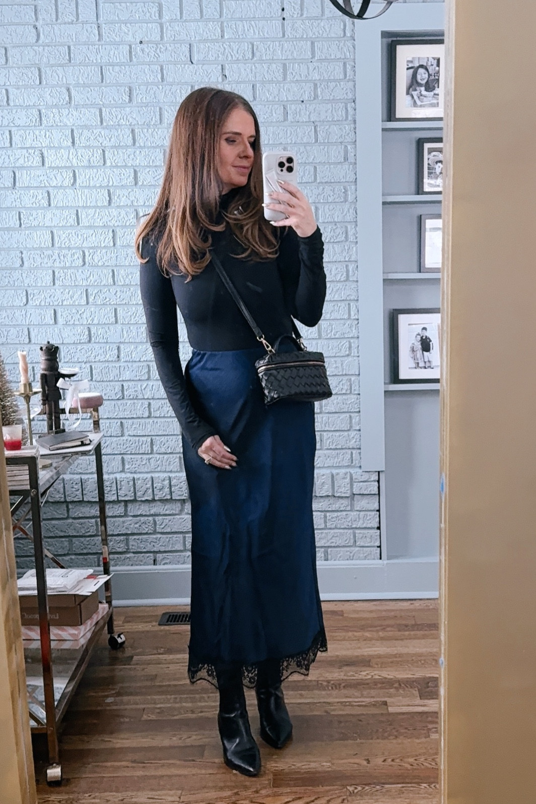 Satin and lace skirt from target. Runs tts. 

#LTKHoliday #LTKOver40 #LTKootd