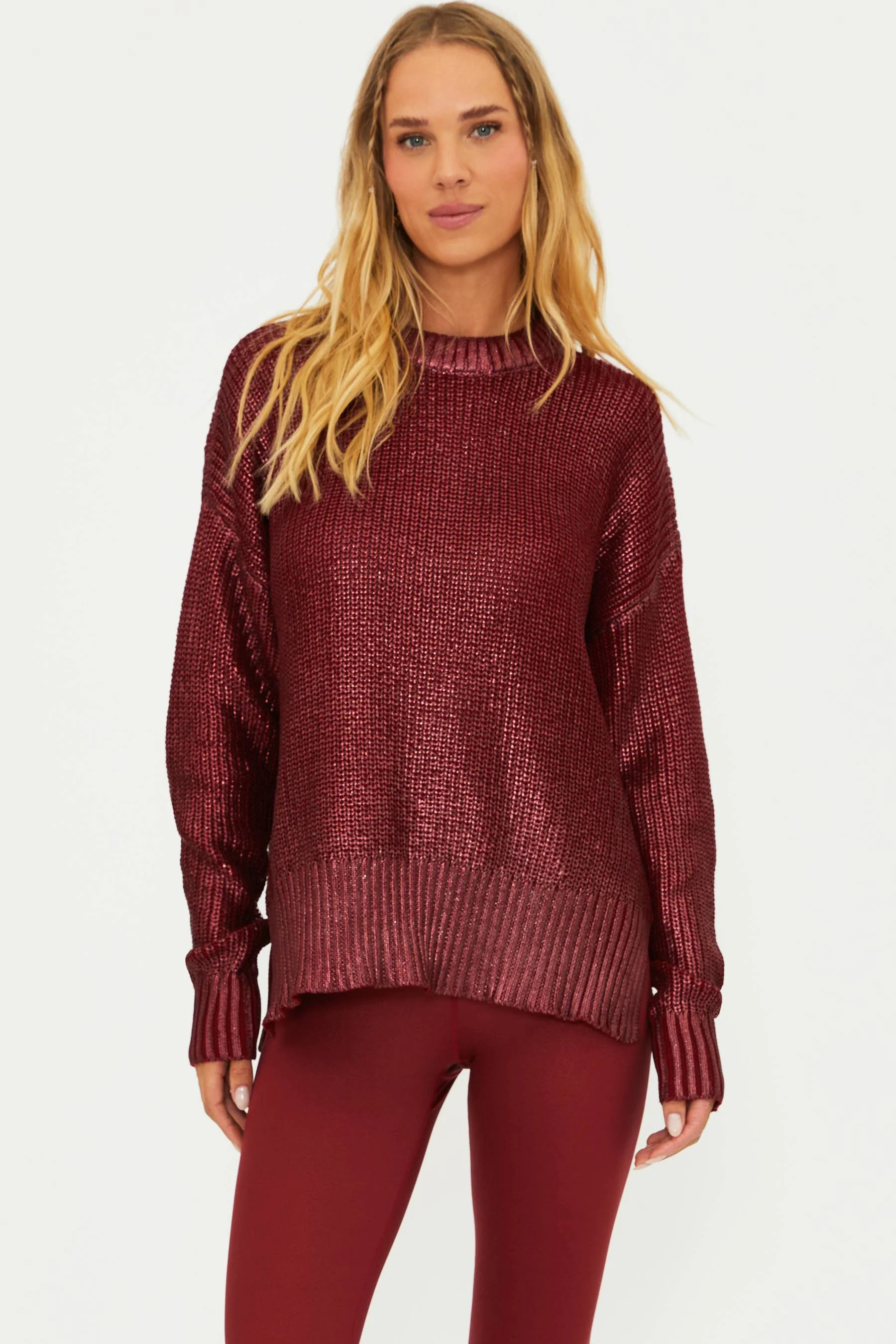 Callie Sweater Merlot Shine | Red Sweater | Beach Riot | Beach Riot
